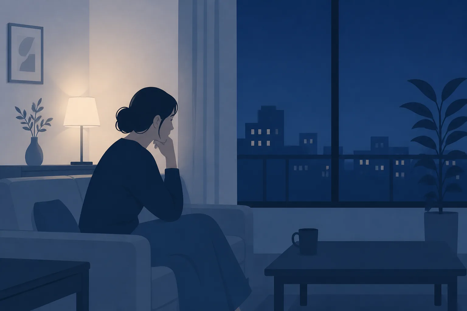 夫婦のすれ違いを感じさせる静かなリビングのイメージ