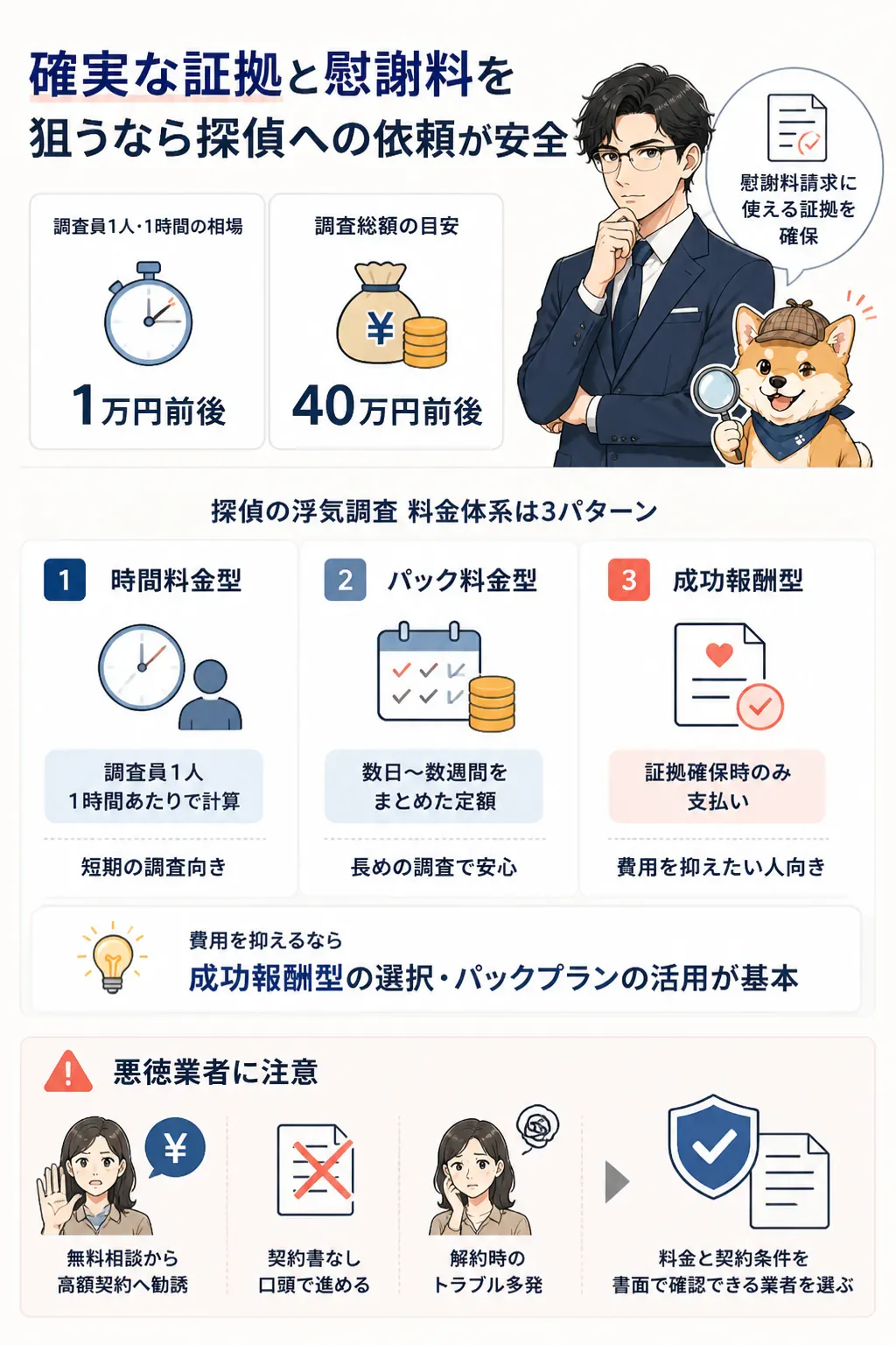 浮気調査の費用相場と料金体系の図解