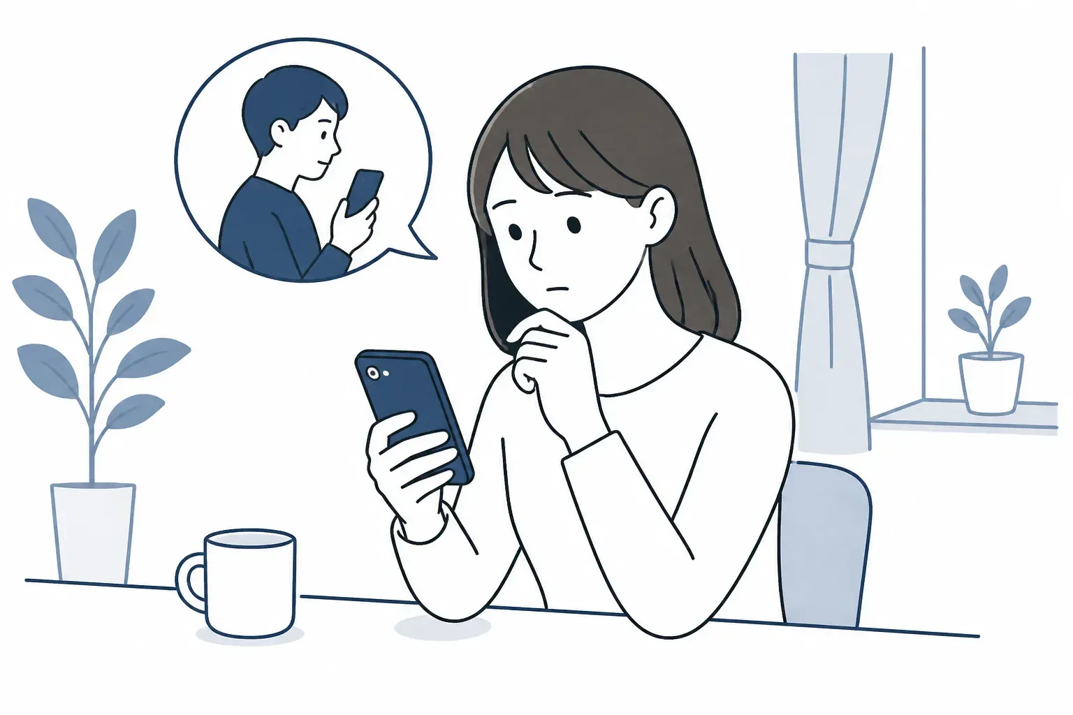 浮気を疑い悩む人のイメージ