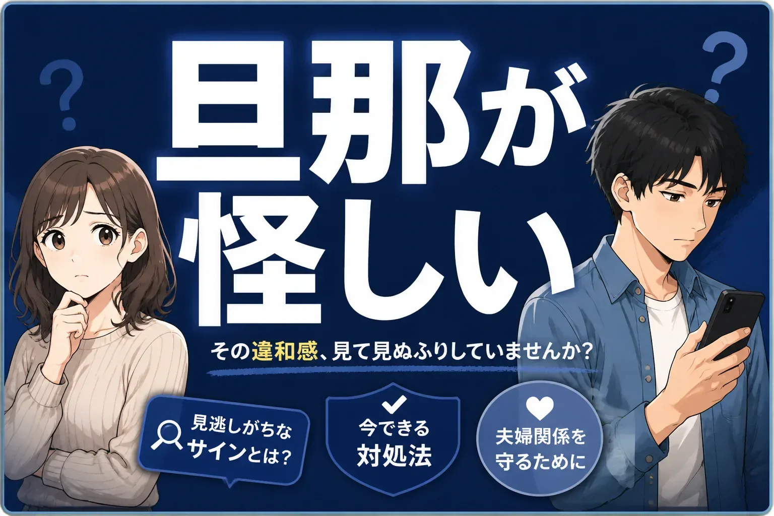 旦那が怪しい…浮気のサインと確かめ方、後悔しない対処法を解説