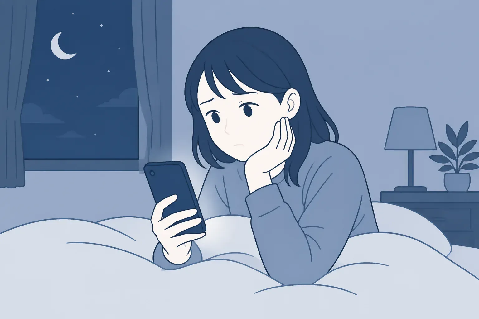 なんとなく怪しいと感じて思い悩む女性のイメージ