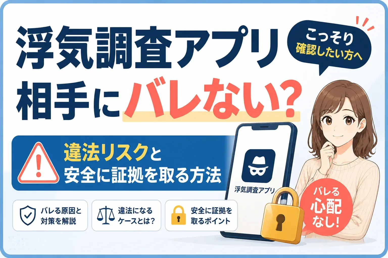 浮気調査アプリは相手にバレない？違法リスクと安全に証拠を取る方法