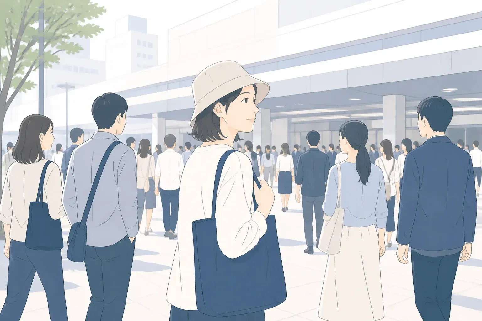 街の景色に溶け込む尾行のイメージ