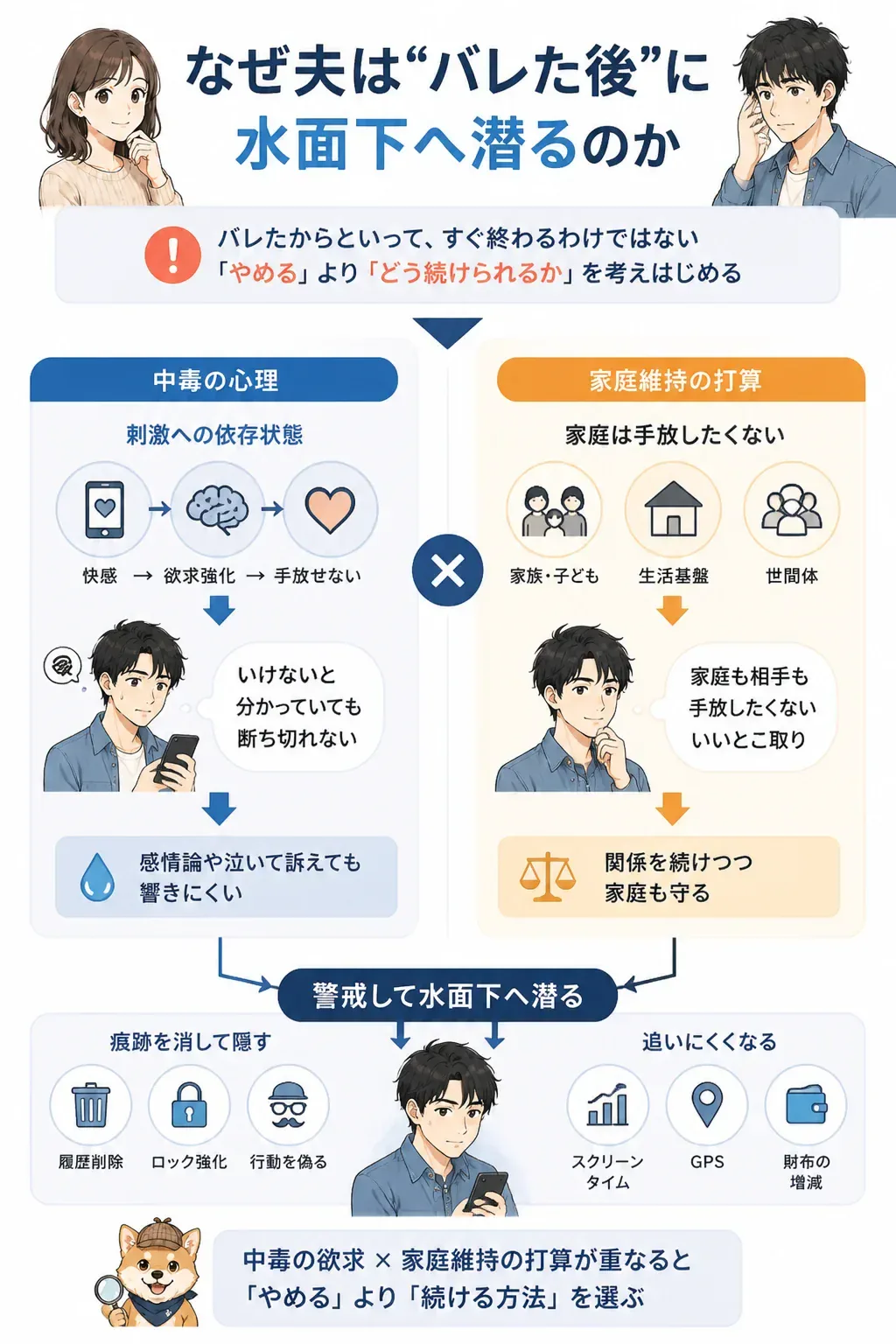 夫が水面下に潜る心理を示した関係図