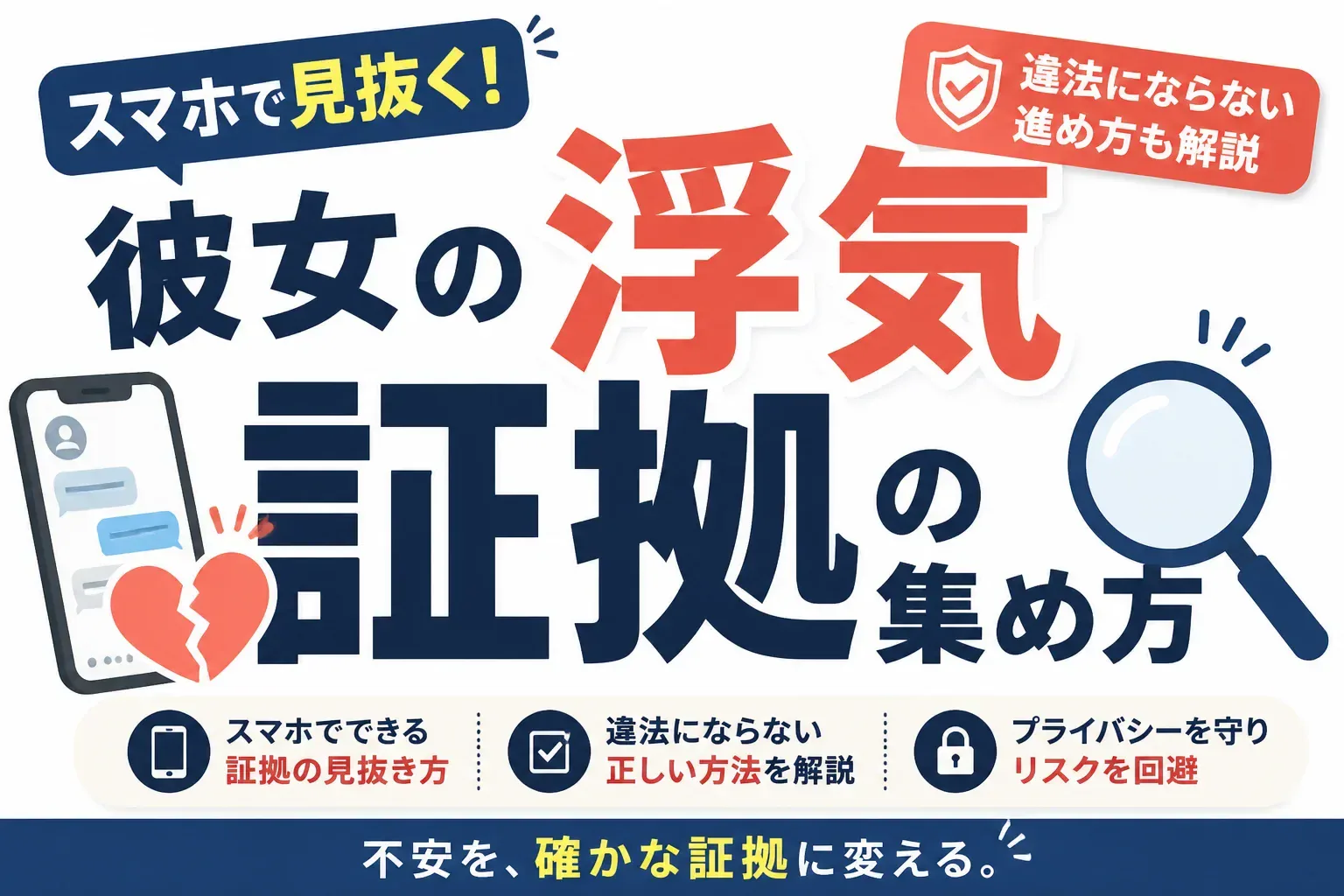 彼女の浮気の証拠の集め方を解説するアイキャッチ画像