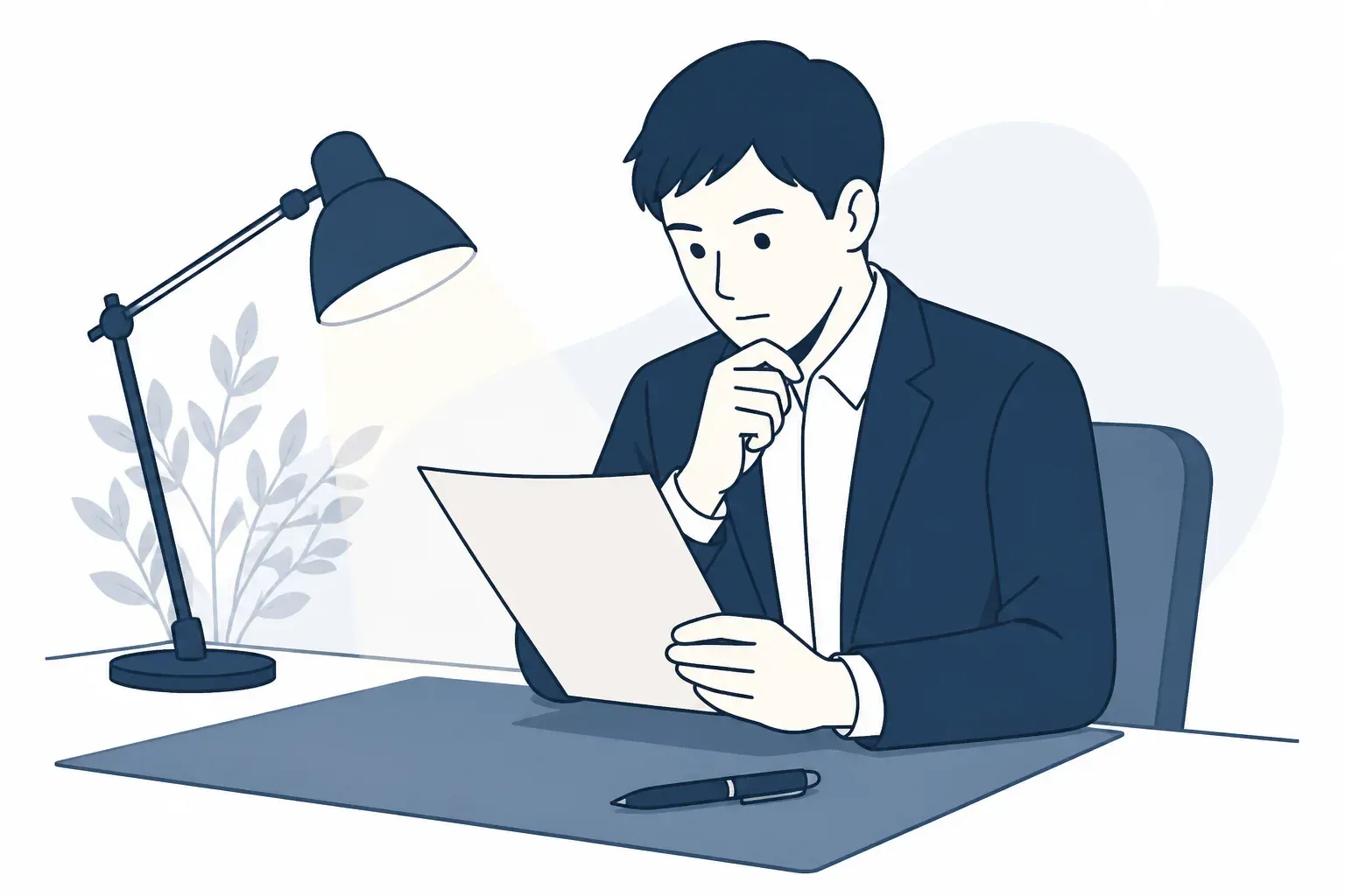 探偵社の契約を慎重に確認するイメージ