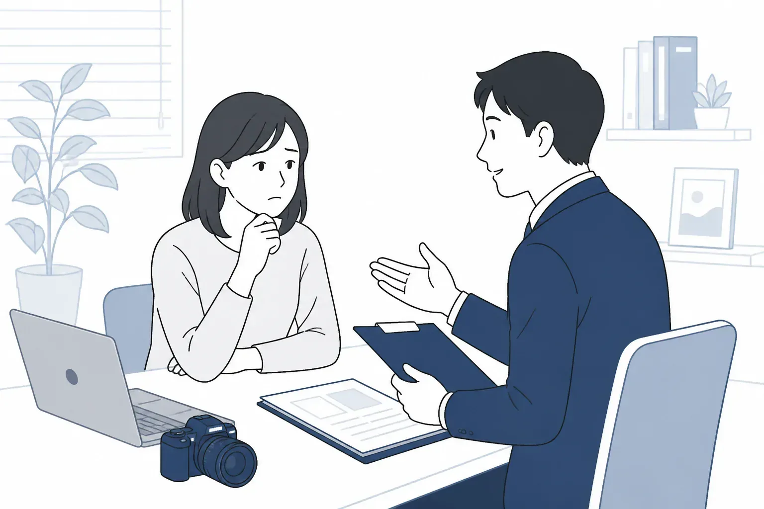 探偵に相談する落ち着いた雰囲気のイメージ