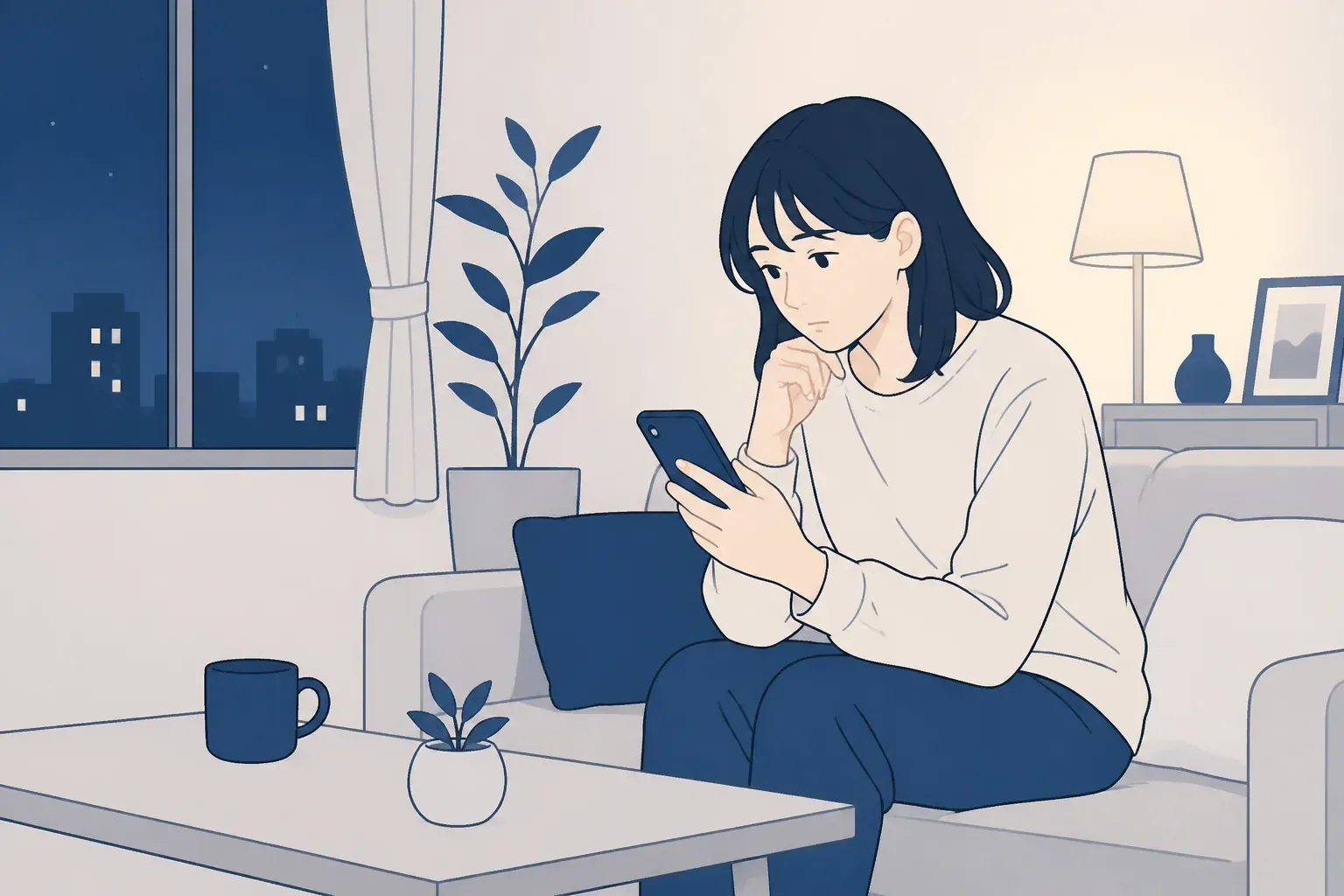 浮気を確かめようか悩む人のイメージ
