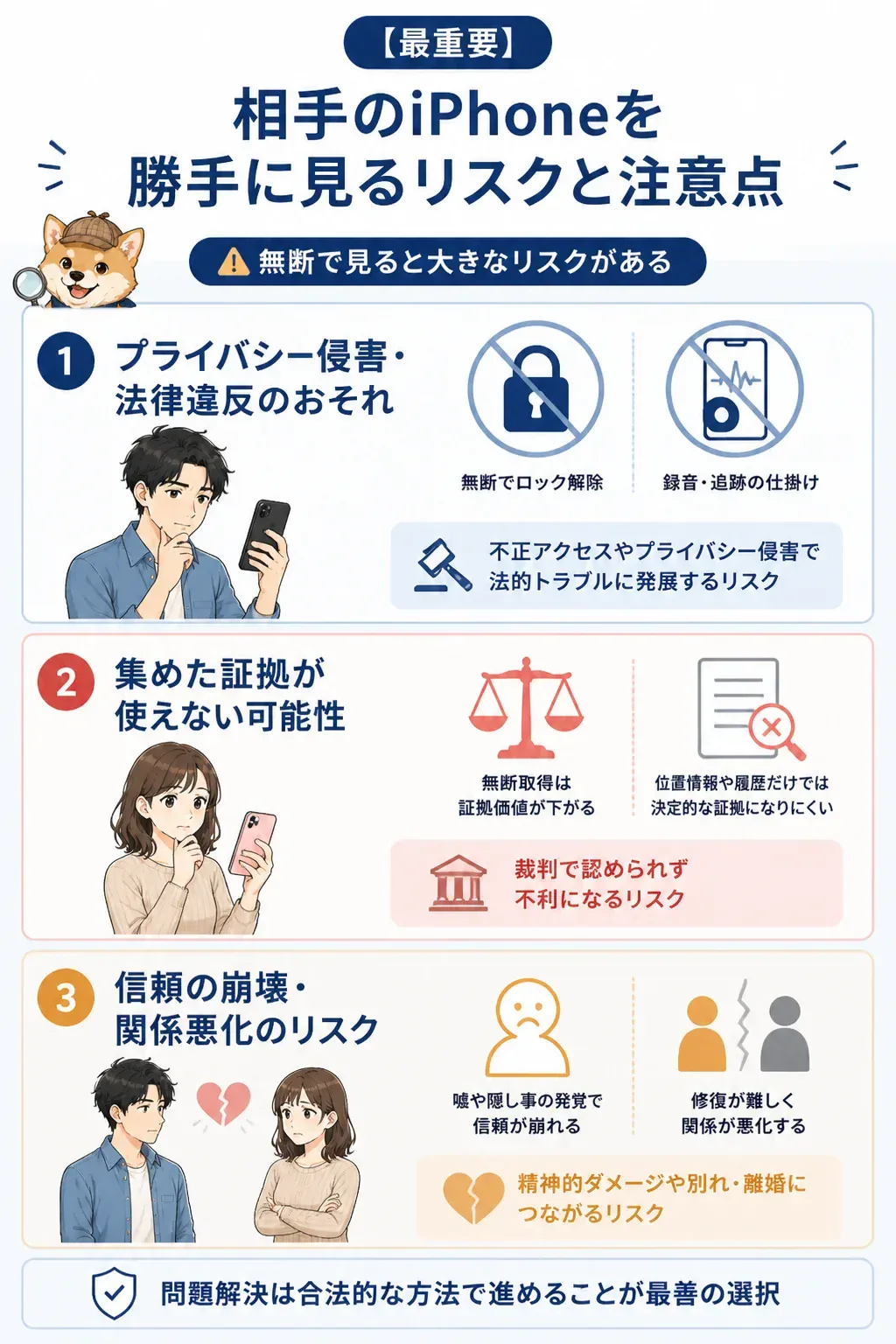 無断でiPhoneを見るリスクを示した図解